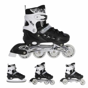 NILS EXTREME 16-25-023 : ΑΥΞΟΜΕΙΟΥΜΕΝΑ ΠΑΤΙΝΙΑ ROLLER NH 10905 ΣΕΤ 4 ΣΕ 1 INLINE SKATES ΜΑΥΡΟ SMALL 31-34