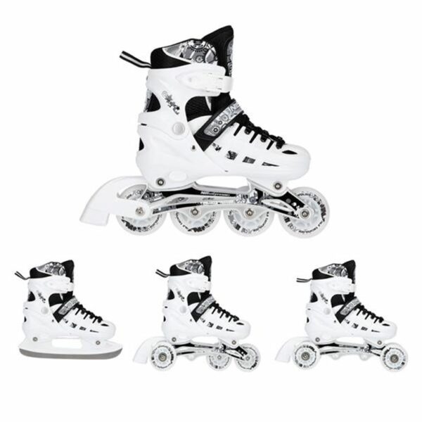 NILS EXTREME 16-25-041 : ΑΥΞΟΜΕΙΟΥΜΕΝΑ ROLLER NH10905 4 ΣΕ 1 INLINE SKATES ΑΣΠΡΟ ΜΕ LED ΤΡΟΧΟΥΣ SMALL 31-34