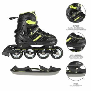 NILS EXTREME 16-21-074 : ΑΥΞΟΜΕΙΟΥΜΕΝΑ ΠΑΤΙΝΙΑ ROLLER NH18191 2 ΣΕ 1 ΜΑΥΡΟ/ΠΡΑΣΙΝΟ M 34-38 IN-LINE SKATES/HOCKEY ICE SKATES