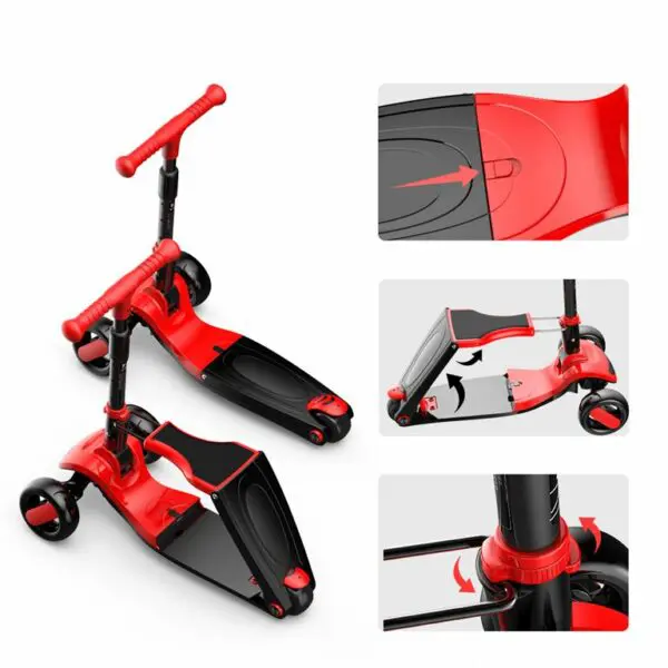 G&C GC-S8RD : SCOOTER FUN S 8 2 ΣΕ 1 ΜΑΥΡΟ/ΚΟΚΚΙΝΟ ME LED ΦΩΤΑΚΙΑ