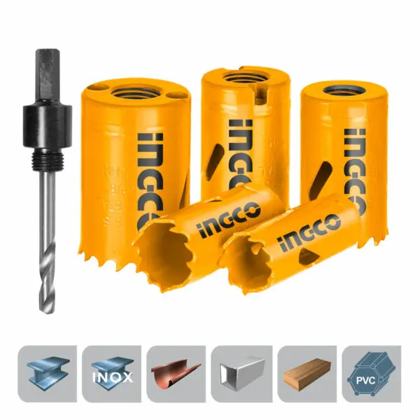 INGCO AKH0071 : Σετ 7 τεμ Ποτηροτρύπανα Bi-Metal με Άξονα