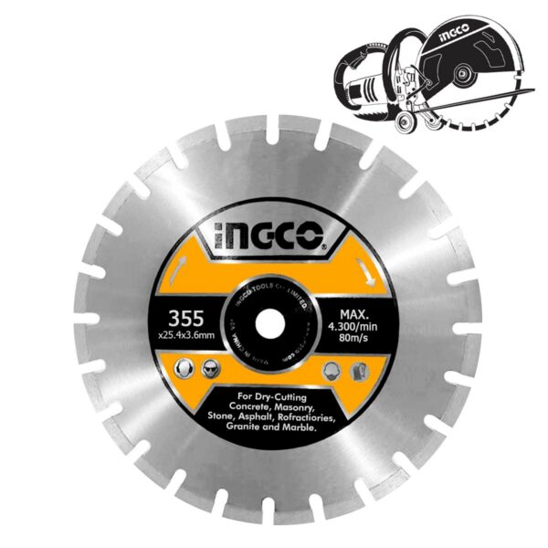 INGCO PC3558 : Διαμαντόδισκος Δομικών Υλικών Φ355x25.4x3.6mm