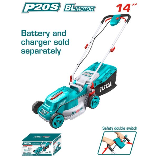 TOTAL TLMLI2014 : ΜΗΧΑΝΗ ΓΚΑΖΟΝ ΜΠΑΤΑΡΙΑΣ Li-ion 2X20V / 34cm SOLO