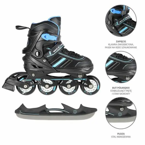 NILS EXTREME 16-21-072 : ΑΥΞΟΜΕΙΟΥΜΕΝΑ ROLLER NH18191 2 ΣΕ 1 ΜΑΥΡΟ/ΜΠΛΕ L 39-43 IN-LINE SKATES/HOCKEY ICE SKATES