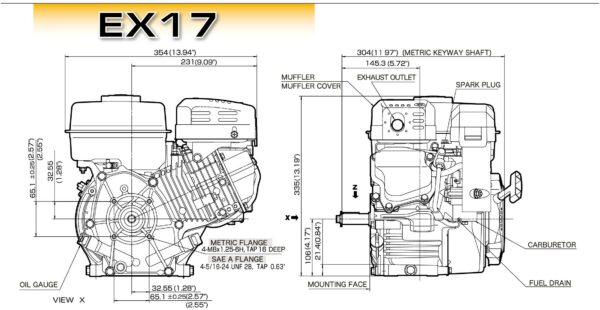 ROBIN EX17 DU : Κινητήρας Βενζίνης 5.7HP (Oil Bath, Σφήνα) 02EX170DF7461